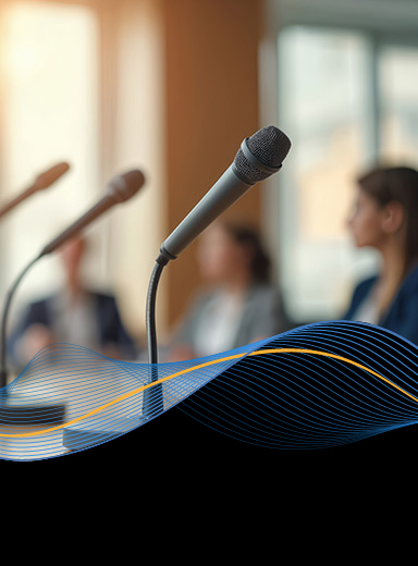 Microphone on a stand in an auditorium